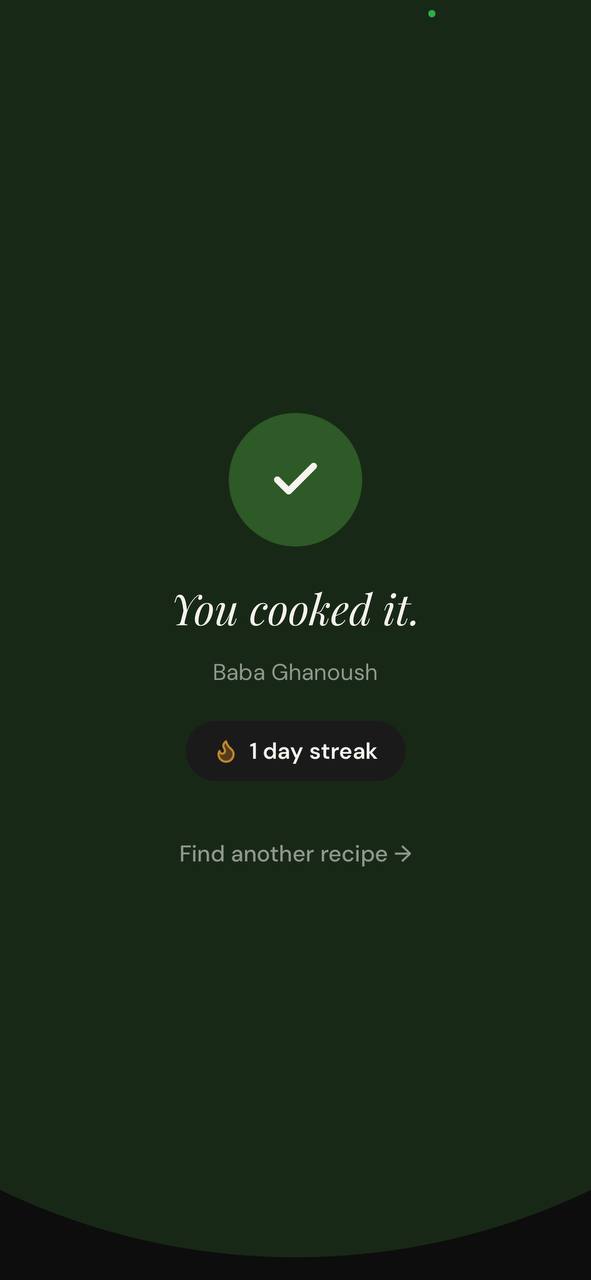 Froodie cooking completion screen